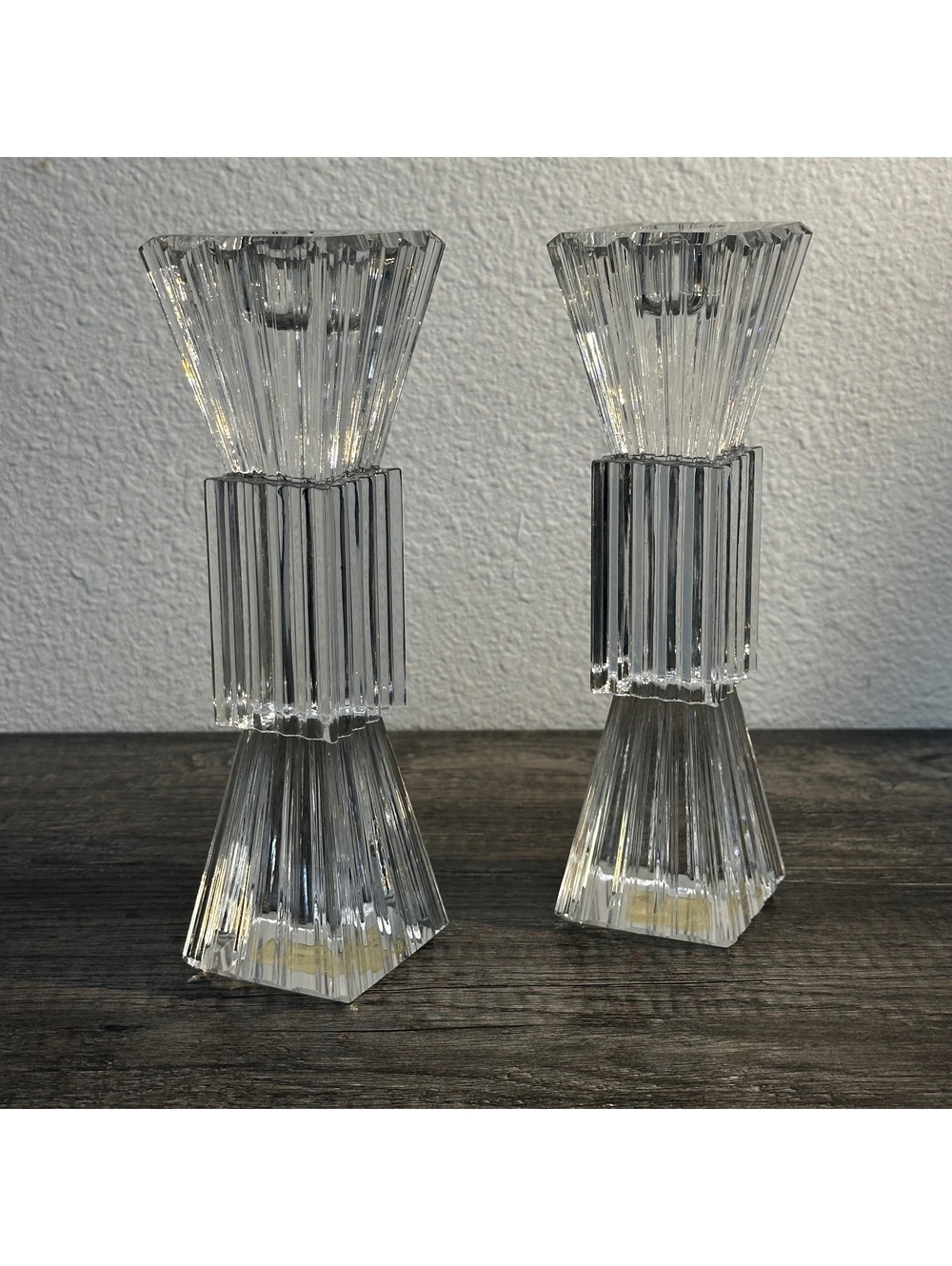 Pair of Royal Gallery 24% Lead Crystal Candle Holders Made in Czech Republic
